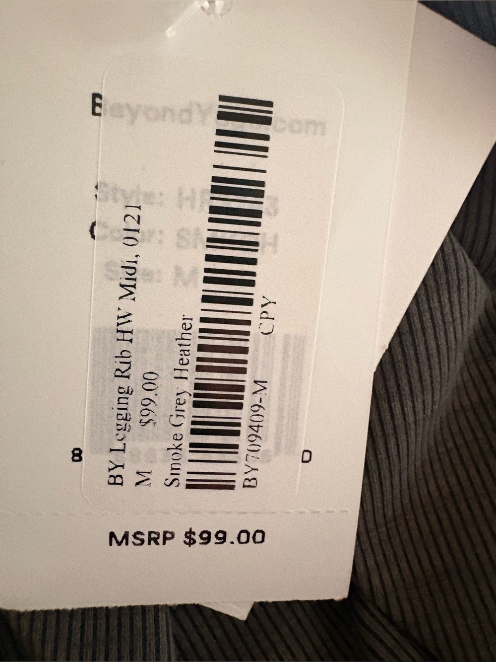 NWT Beyond Yoga Heather Rib High-Waisted Midi Leggings, size M - Picture 9 of 9